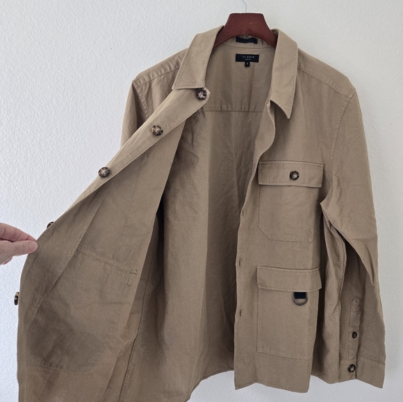 TED BAKER Bikee Multi Pockets Shacket Utility Cargo Military Safari Beige Size 5 - Picture 7 of 16